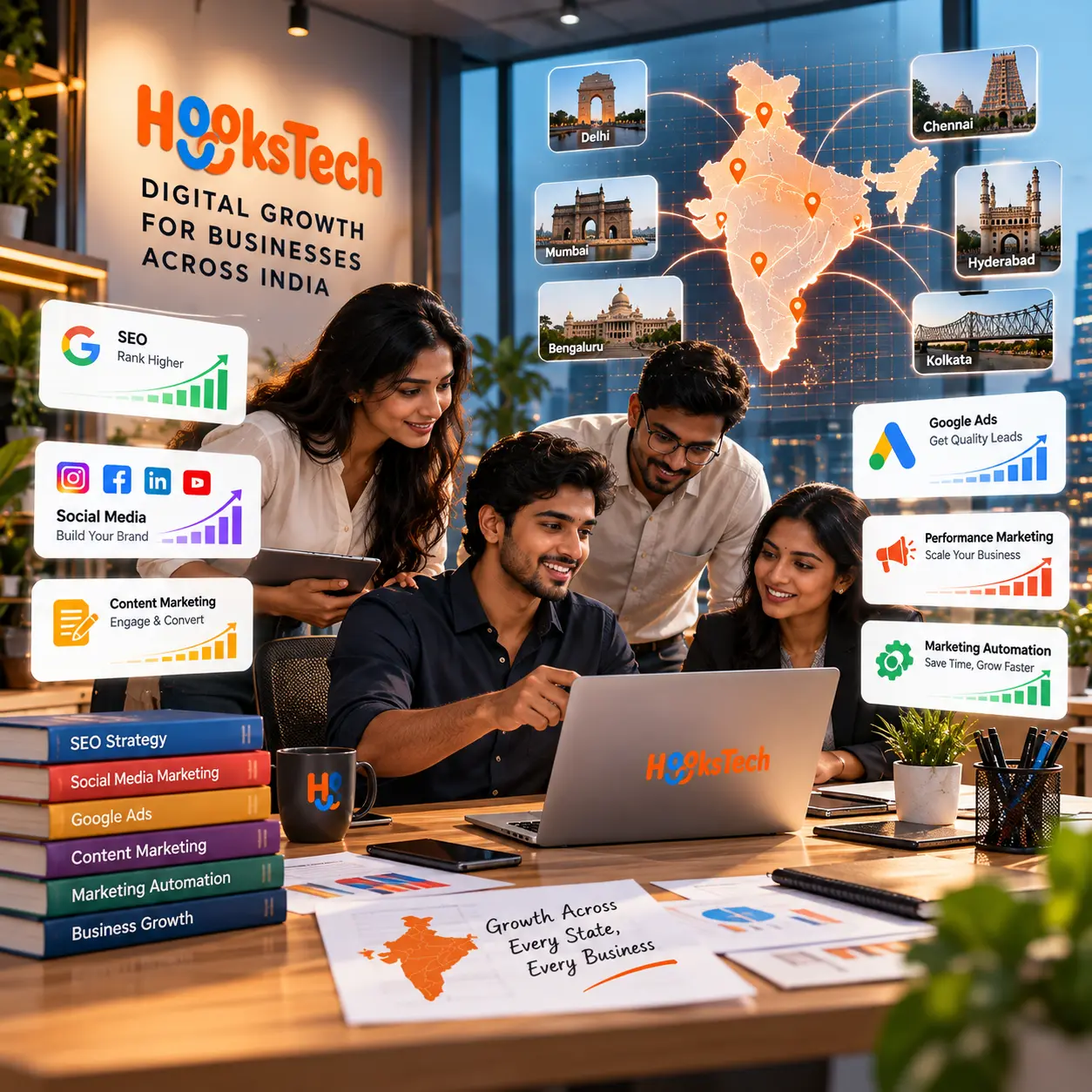 Best Digital Marketing Agency in India - Hooks Tech Growth-Focused SEO, Paid Ads & Branding